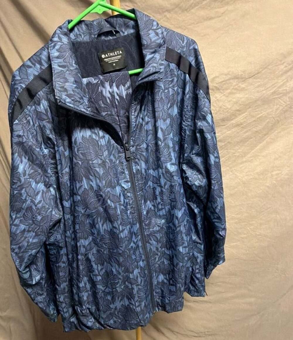 515 Athleta Sightseer Lace Jacket Blue Navy Floral Full Zip Size 1X